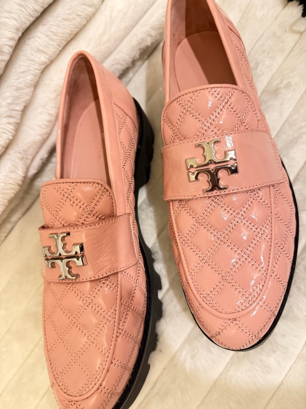 NEW Tory Burch Mini Everly Chunky Quilted Patent Loafers Women's, - Picture 2 of 9